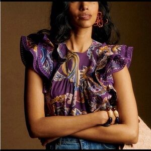 Sezane Florencina  Blouse in purple Soffi Print size 4